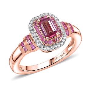 D'Joy Premium Mahenge Spinel and Multi Gemstone 1.00 ctw Regal Rhythm Ring in 18K Vermeil Rose Gold Over Sterling Silver (Size 9.0)