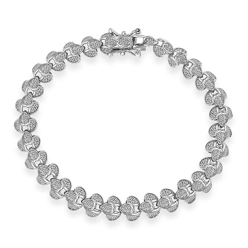 EverTrue Diamond Accent Eternal Hearts Bracelet in Platinum Bond (7.25 In)