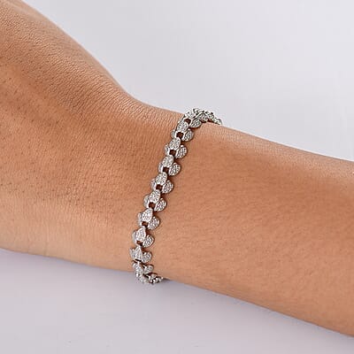 EverTrue Diamond Accent Eternal Hearts Bracelet in Platinum Bond (7.25 In)