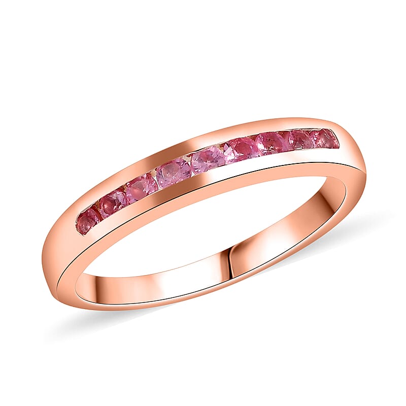 D’Joy Premium Mahenge Spinel 0.40 ctw Rose Eternity Ring in 18K Vermeil Rose Gold Over Sterling Silver (Size 10.0)