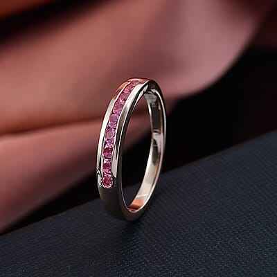D’Joy Premium Mahenge Spinel 0.40 ctw Rose Eternity Ring in 18K Vermeil Rose Gold Over Sterling Silver (Size 10.0)