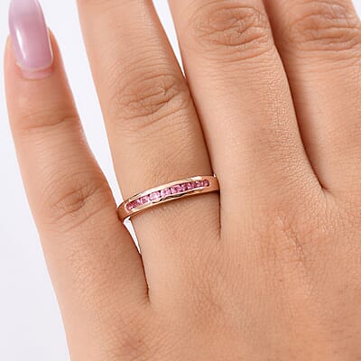 D’Joy Premium Mahenge Spinel 0.40 ctw Rose Eternity Ring in 18K Vermeil Rose Gold Over Sterling Silver (Size 10.0)
