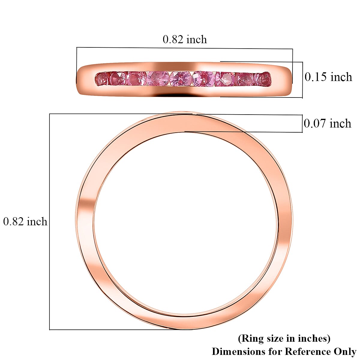 D'Joy Premium Mahenge Spinel 0.40 ctw Rose Eternity Ring in 18K Vermeil Rose Gold Over Sterling Silver (Size 7.0) image number 5