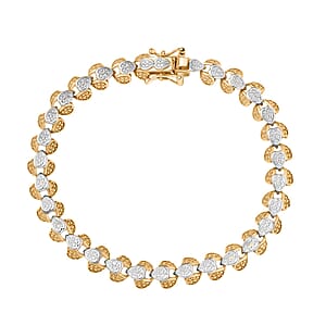 EverTrue Diamond Accent Eternal Hearts Bracelet 18K YG Plated and Platinum Bond (7.25 In)