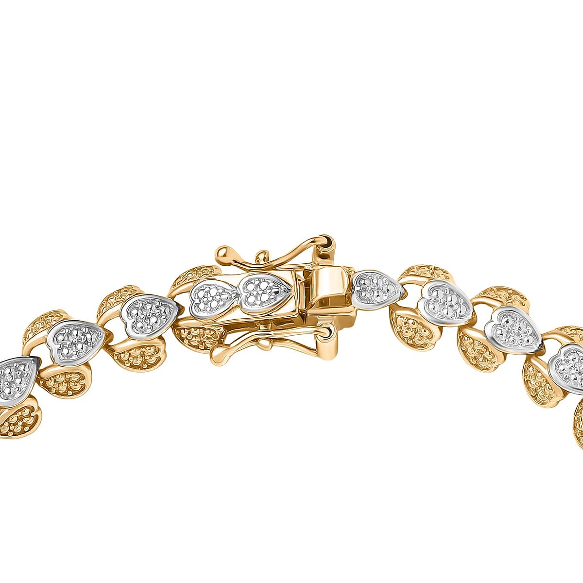 EverTrue Diamond Accent Eternal Hearts Bracelet 18K YG Plated and Platinum Bond (7.25 In) image number 3
