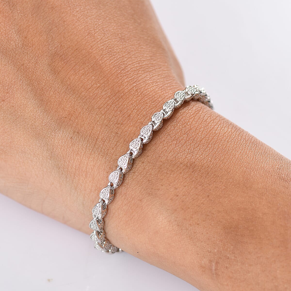 EverTrue White Diamond Accent Bracelet in Platinum Bond (7.25 In) image number 2