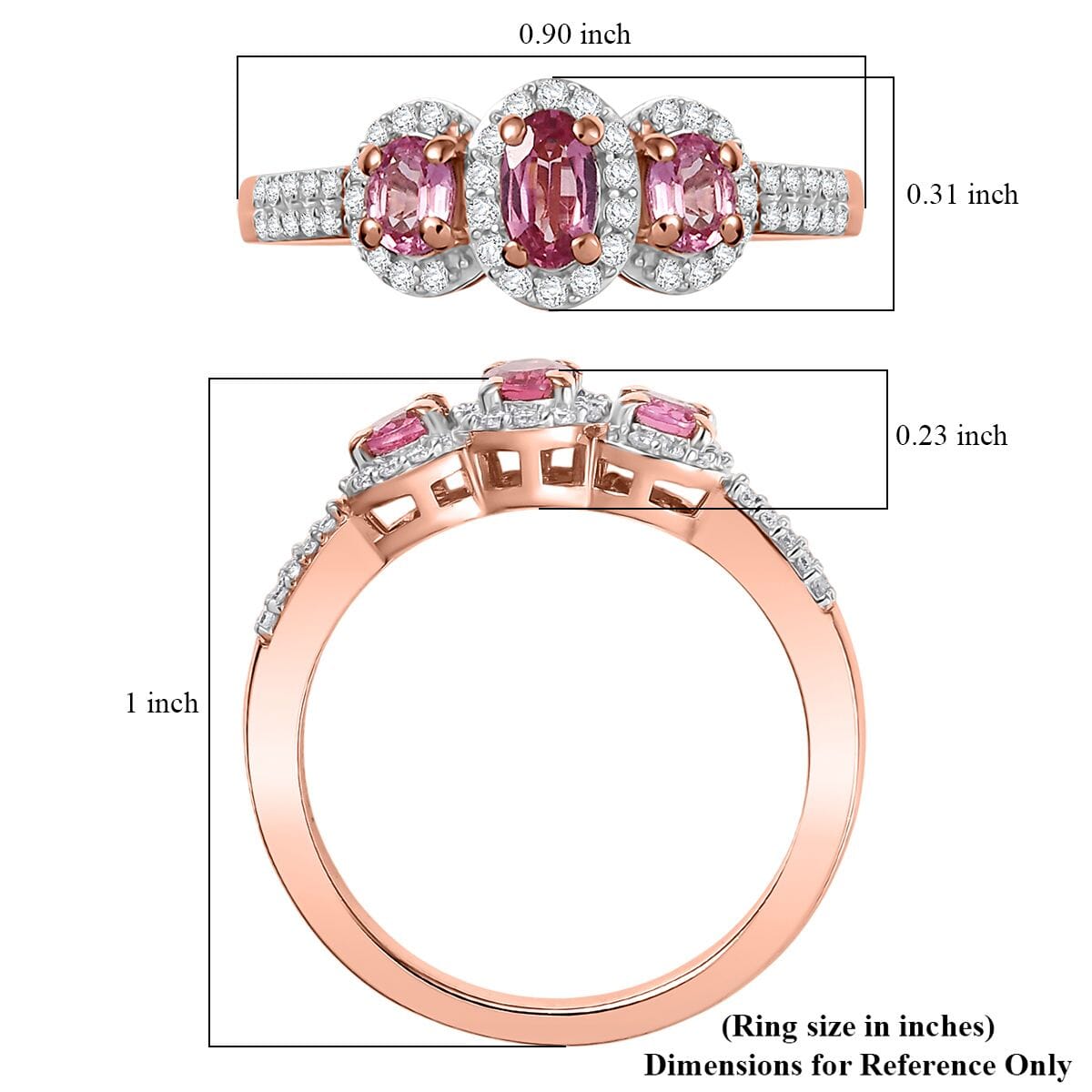 D'Joy Premium Mahenge Spinel, Moissanite Ring in 18K Vermeil RG Over Sterling Silver (Size 10.0) 0.85 ctw image number 5