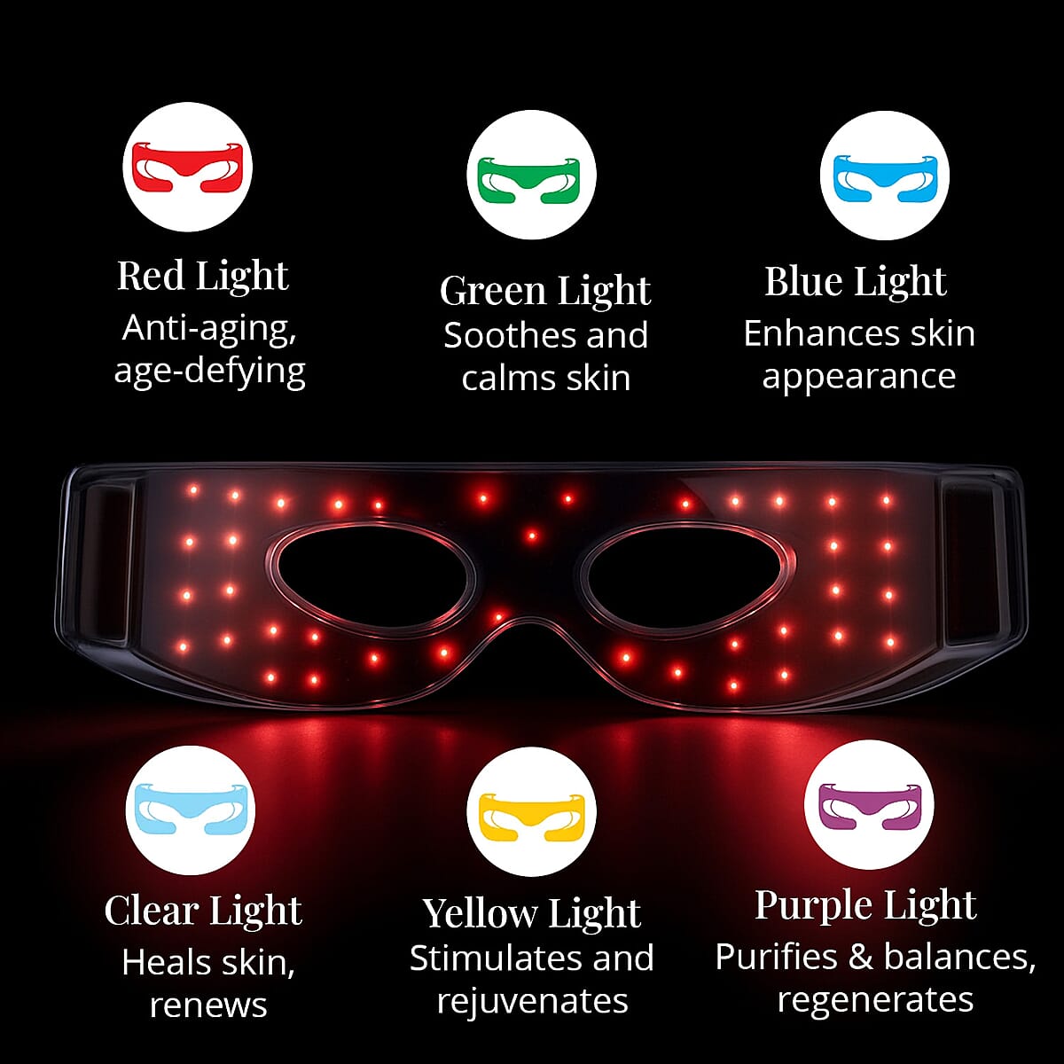 GLO24K Bionic 7 Color LED Eye Care Mask (Lifetime Warranty) image number 2