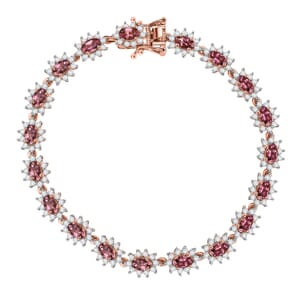 D'Joy Premium Blush Tourmaline, White Zircon Bracelet in 18K Vermeil RG Over Sterling Silver (7.25 In) 5.15 ctw