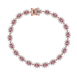 D'Joy Premium Blush Tourmaline and White Zircon 9.60 ctw Bracelet in 18K Vermeil Rose Gold Over Sterling Silver (8.00 In)