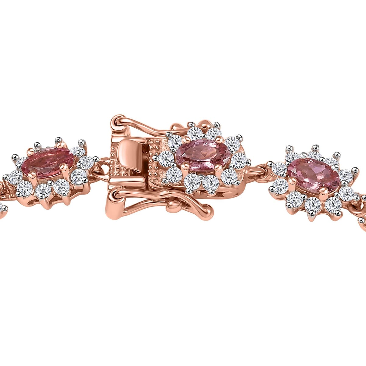 D'Joy Premium Blush Tourmaline and White Zircon 9.60 ctw Bracelet in 18K Vermeil Rose Gold Over Sterling Silver (8.00 In) image number 3