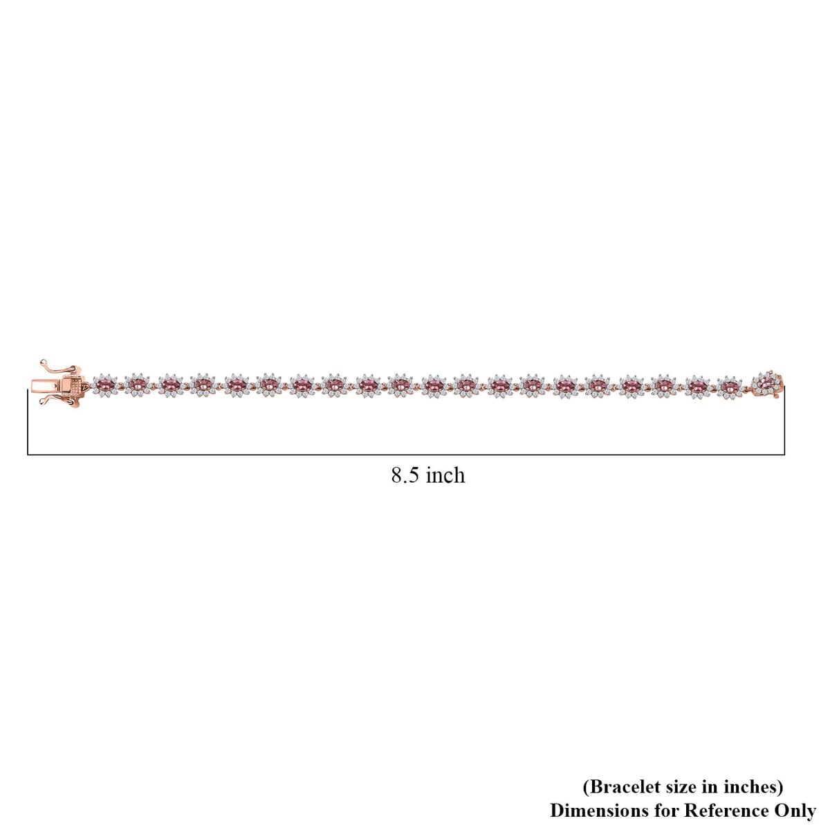 D'Joy Premium Blush Tourmaline and White Zircon 9.60 ctw Bracelet in 18K Vermeil Rose Gold Over Sterling Silver (8.00 In) image number 4