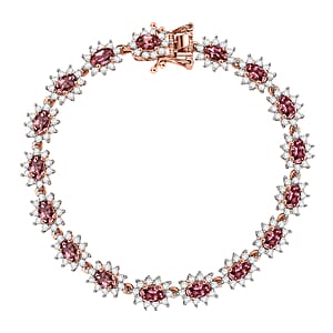 D'Joy Premium Blush Tourmaline and White Zircon 8.70 ctw Blush Bloom Bracelet in 18K Vermeil Rose Gold Over Sterling Silver (6.50 In)