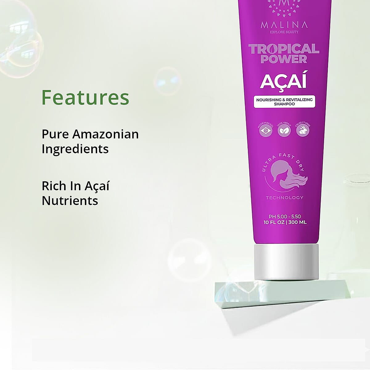 Malina Tropical Power Acai Nourishing & Revitalizing Shampoo (10oz) (Ships in 5-7 Days) image number 2