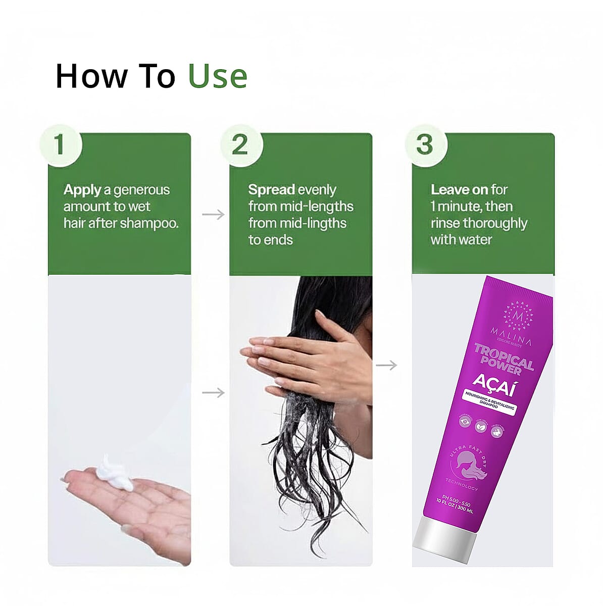 Malina Tropical Power Acai Nourishing & Revitalizing Shampoo (10oz) (Ships in 5-7 Days) image number 3