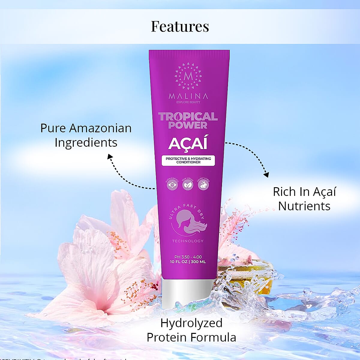 Malina Tropical Power Acai Protective & Hydrating Conditioner (10oz) (Ships in 5-7 Days) image number 2