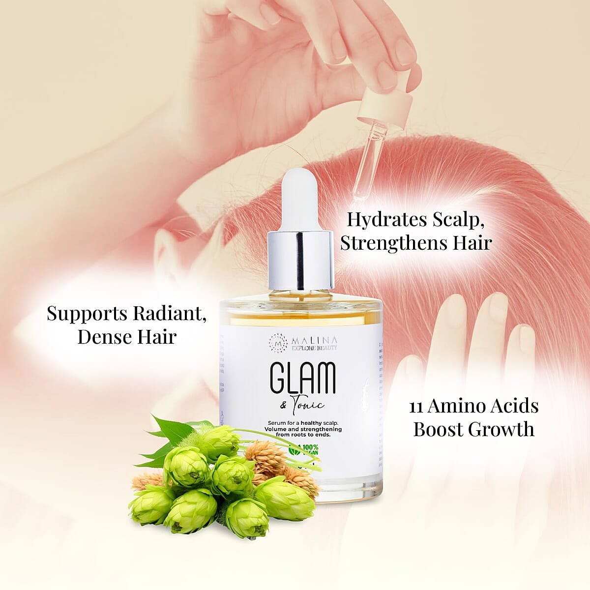 Malina Glam & Tonic Nourishing Hair & Scalp Serum (2oz) image number 4