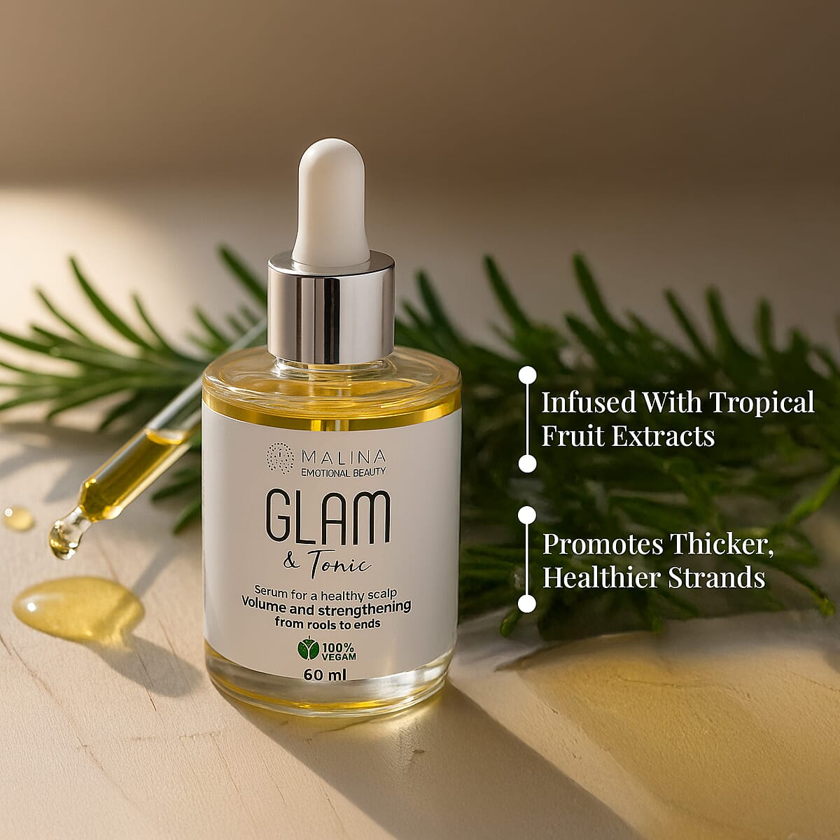 Malina Glam & Tonic Nourishing Hair & Scalp Serum (2oz) image number 5