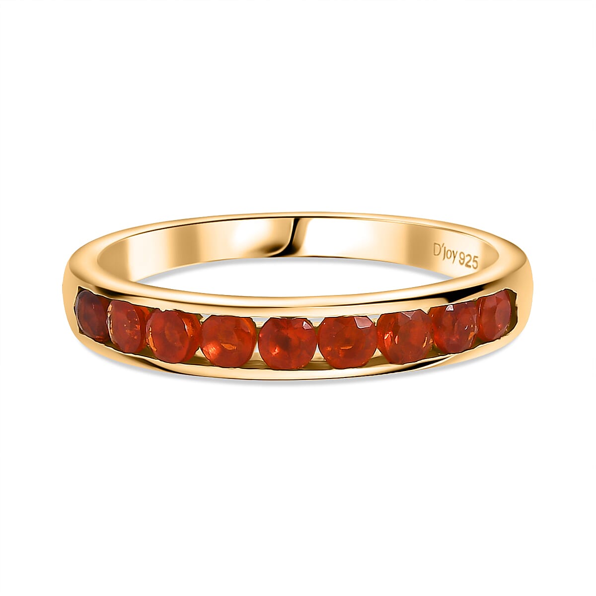 D'Joy Fire Opal 0.38 ctw Band Ring in 14K Yellow Gold Over Sterling Silver (Size 8.0)