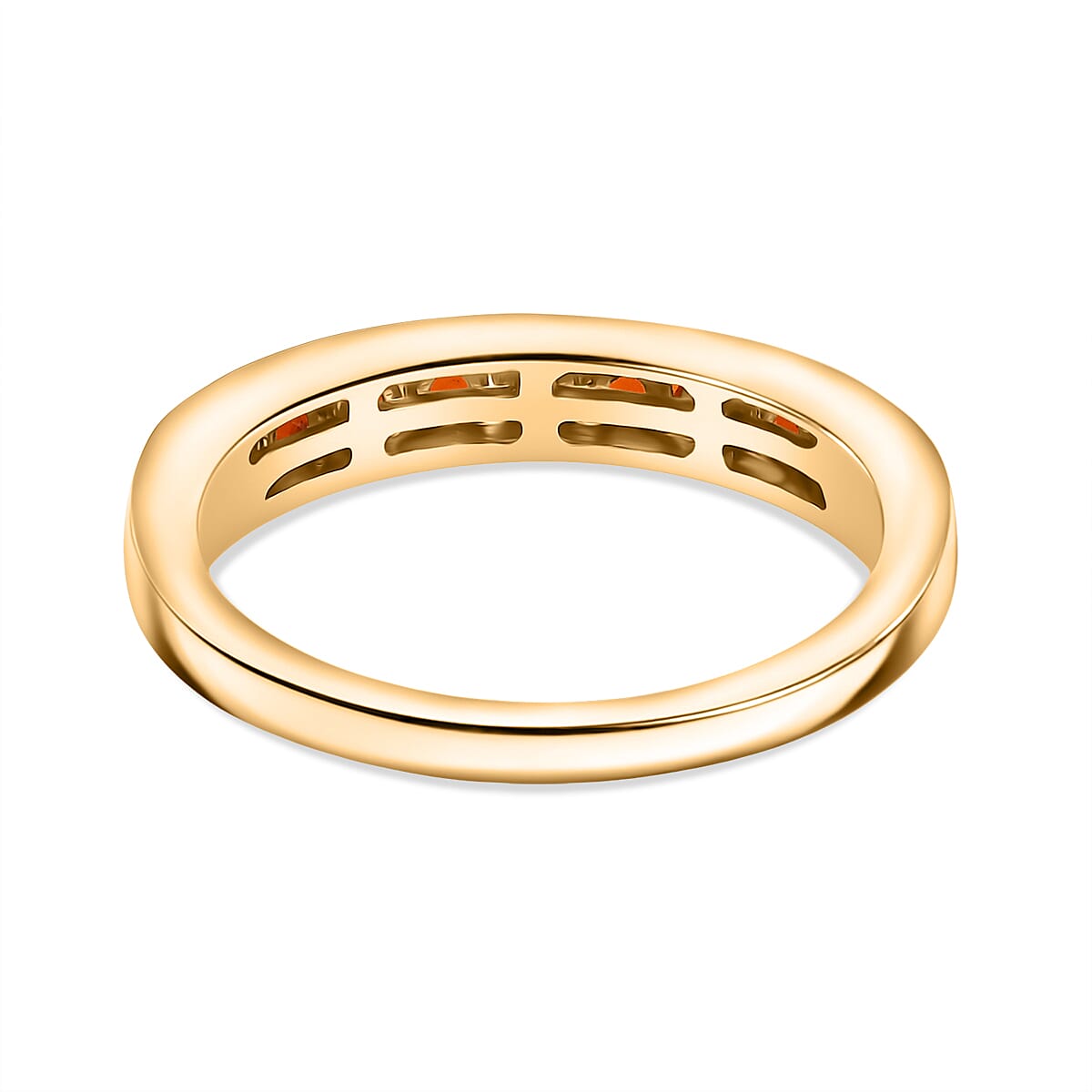 D'Joy Fire Opal 0.38 ctw Band Ring in 14K Yellow Gold Over Sterling Silver (Size 8.0)