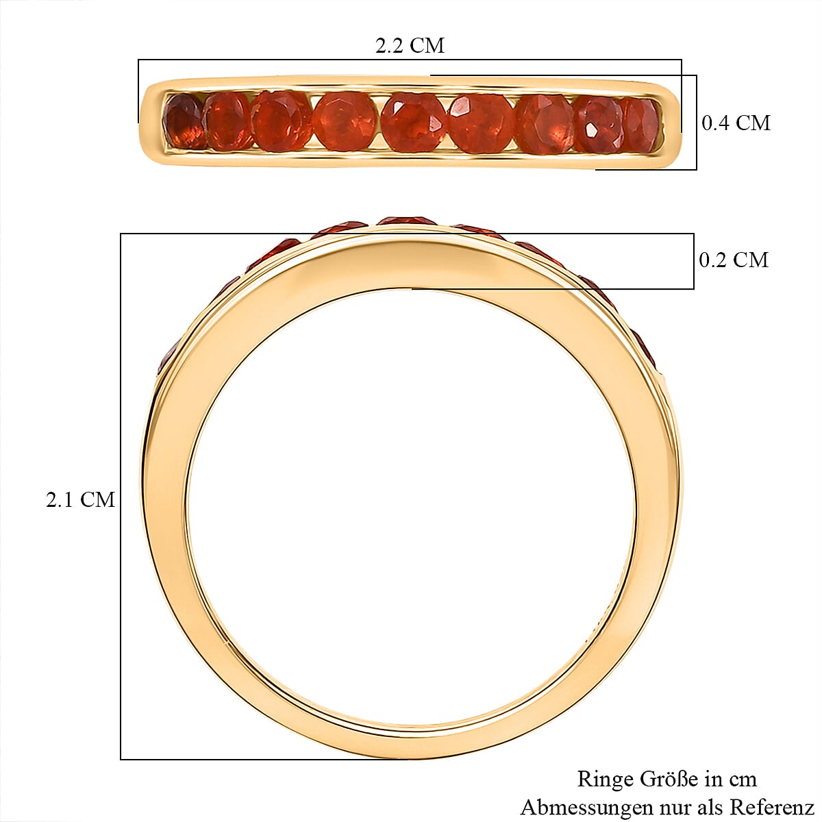 D'Joy Fire Opal 0.38 ctw Band Ring in 14K Yellow Gold Over Sterling Silver (Size 8.0)
