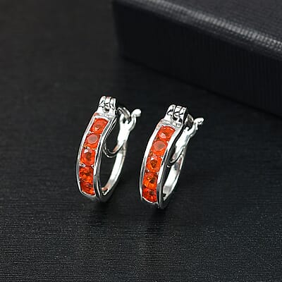 D'Joy Fire Opal 0.50 ctw Earrings in Platinum Over Sterling Silver