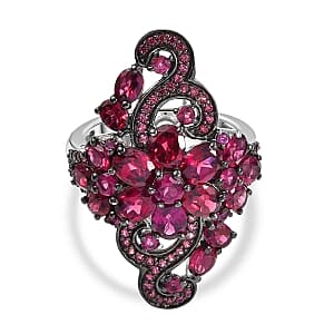 Orissa Rhodolite Garnet 6.01 ctw Ring in Rhodium Over Sterling Silver (Size 11.5)