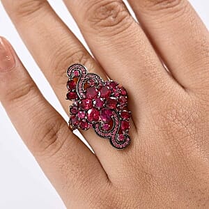 Orissa Rhodolite Garnet 6.01 ctw Ring in Rhodium Over Sterling Silver (Size 11.5)