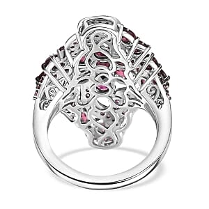 Orissa Rhodolite Garnet 6.01 ctw Ring in Rhodium Over Sterling Silver (Size 11.5)