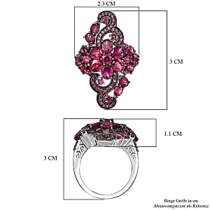 Orissa Rhodolite Garnet 6.01 ctw Ring in Rhodium Over Sterling Silver (Size 11.5)