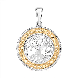 D'Joy Moissanite Pendant without Chain in Platinum and 18K Vermeil YG Over Sterling Silver