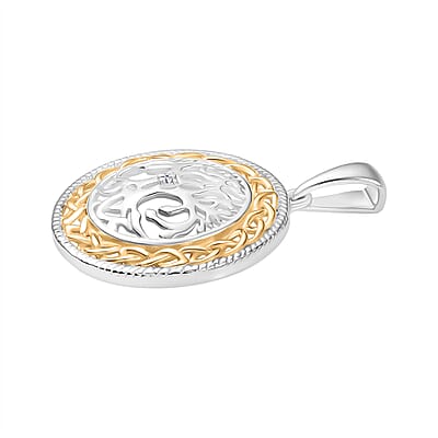 D'Joy Moissanite Pendant without Chain in Platinum and 18K Vermeil YG Over Sterling Silver