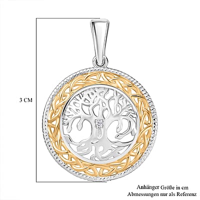 D'Joy Moissanite Pendant without Chain in Platinum and 18K Vermeil YG Over Sterling Silver