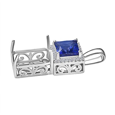 Luxuriant 950 Platinum AAAA Tanzanite, Diamond (E-F, VS2) Mounting Pendant 2.40 ctw