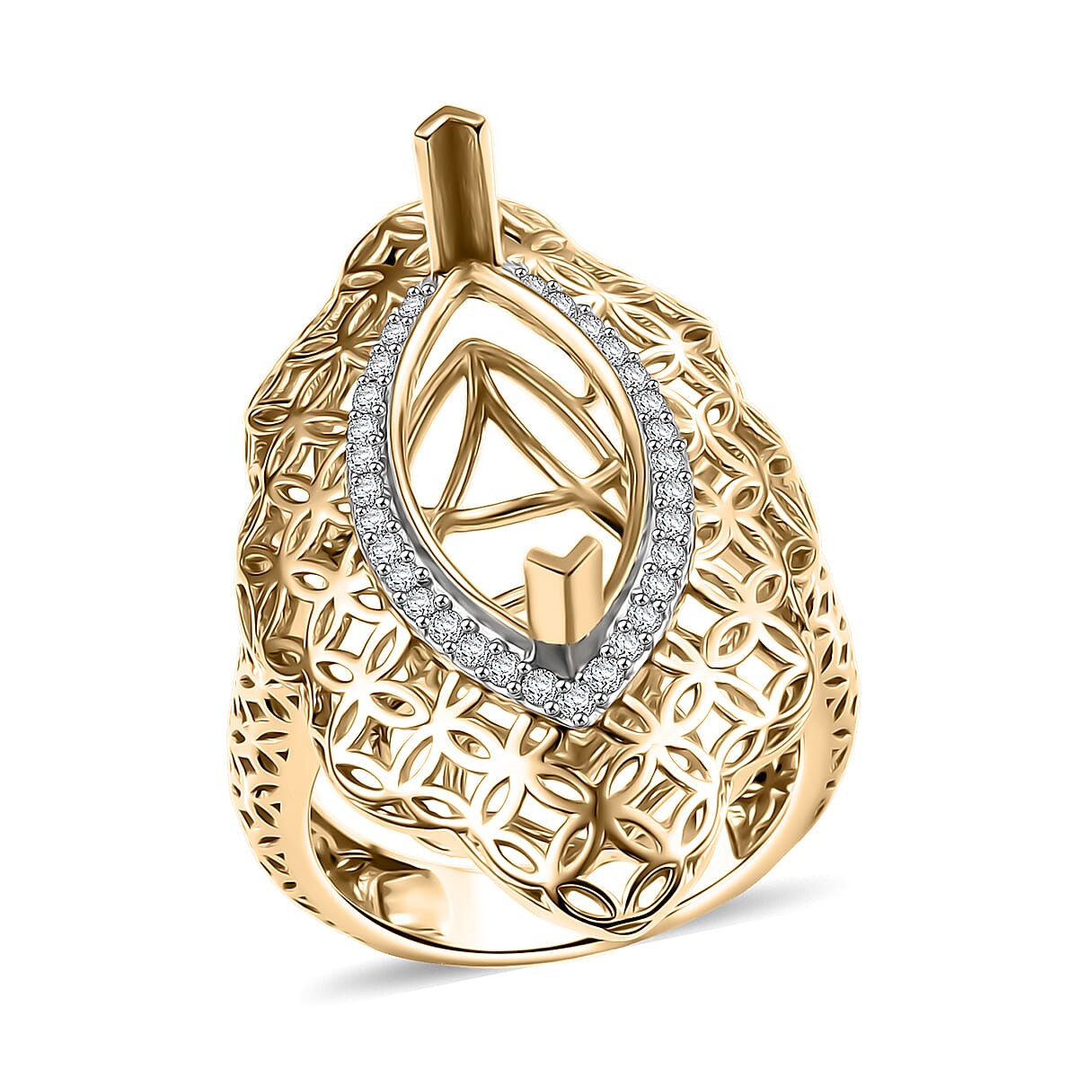 Diamond I3 0.35 ctw Mounting Ring in 10K Yellow Gold  (Size 7.0) 7.30 Grams image number 0