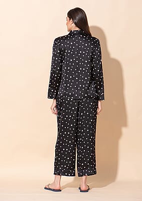 Tamsy Black 100% Polyester Nightwear Set - L