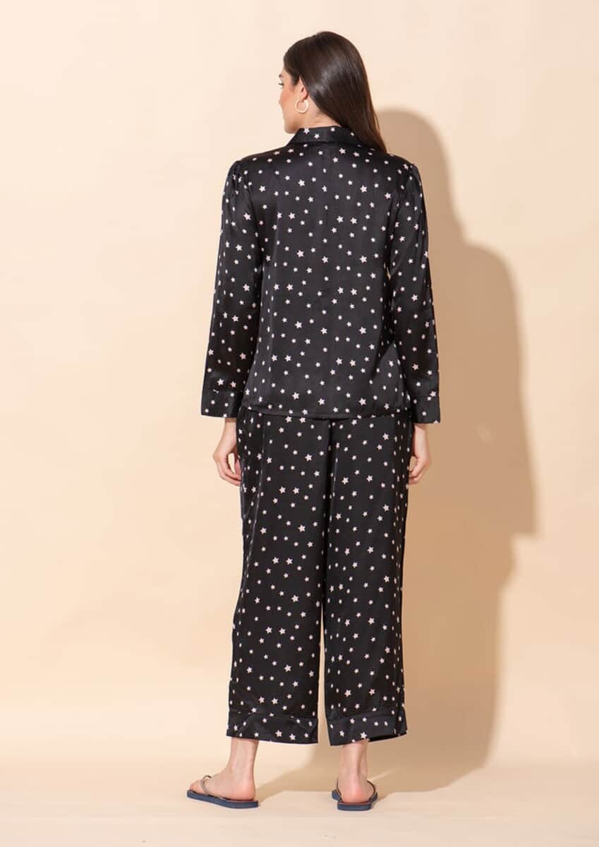 Tamsy Black 100% Polyester Nightwear Set - L image number 1