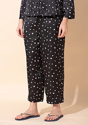 Tamsy Black 100% Polyester Nightwear Set - L