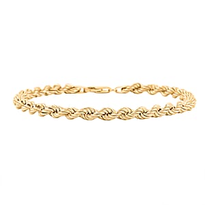 Made In Italy 0.80mm Rope Chain Bracelet in 10K Yellow Gold (8.00 In) 5.23 Grams