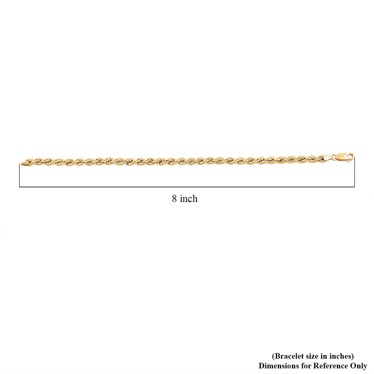Made In Italy 0.80mm Rope Chain Bracelet in 10K Yellow Gold (8.00 In) 5.23 Grams image number 4