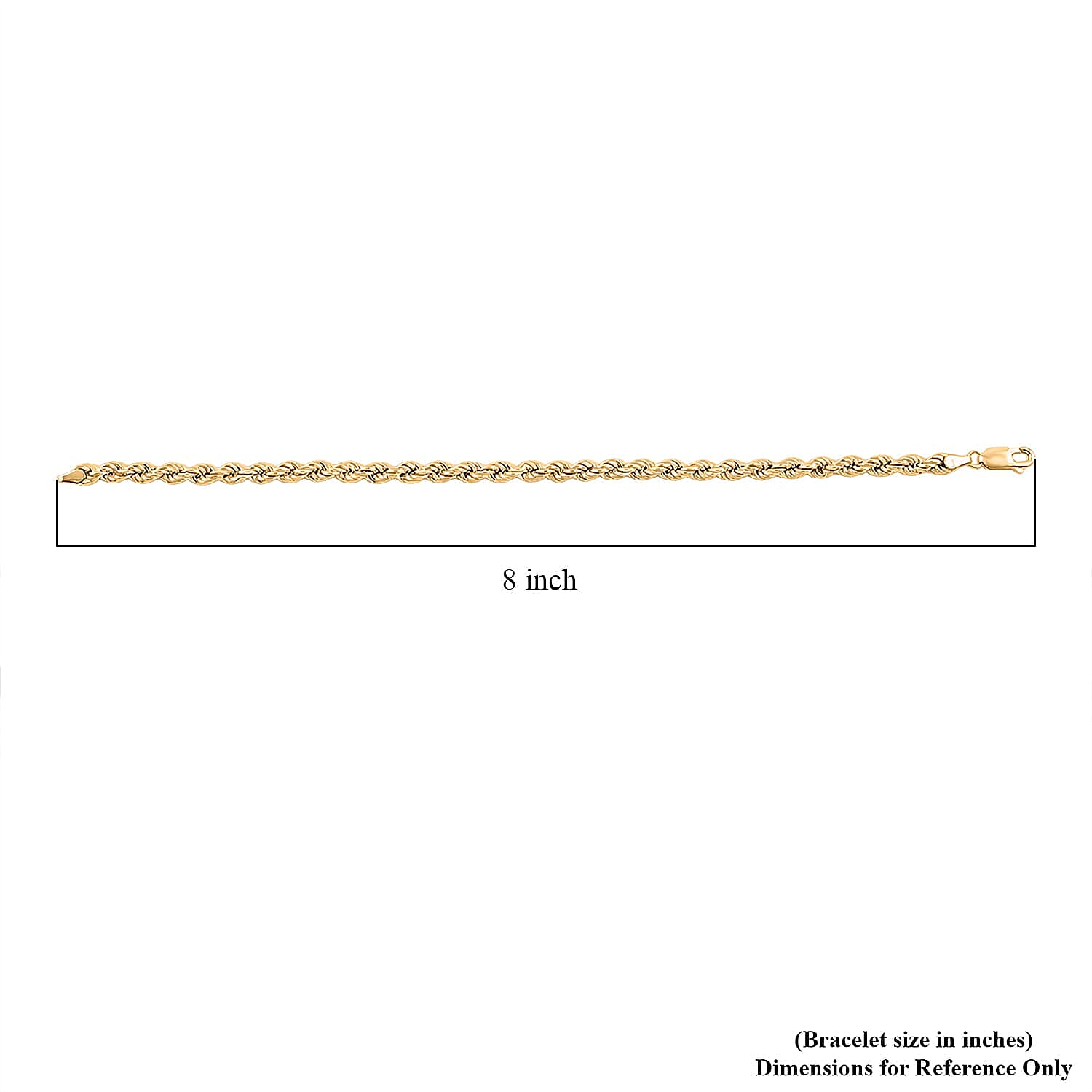 Italian Rope Chain Bracelet in 10K Yellow Gold (8.00 In) 5.23 Grams