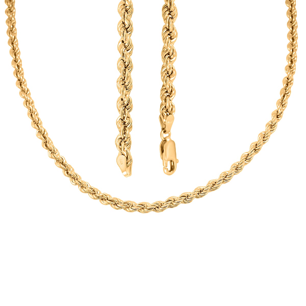 Italian 0.80mm Rope Chain Necklace in 10K Yellow Gold 17 Grams 26 Inches image number 2