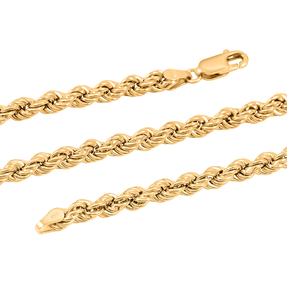 Italian 0.80mm Rope Chain Necklace in 10K Yellow Gold 17 Grams 26 Inches image number 3