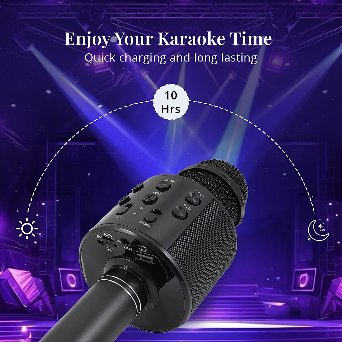 CLOSEOUT Total Vision Handheld Karaoke Microphone with Bluetooth Speaker -Black image number 4