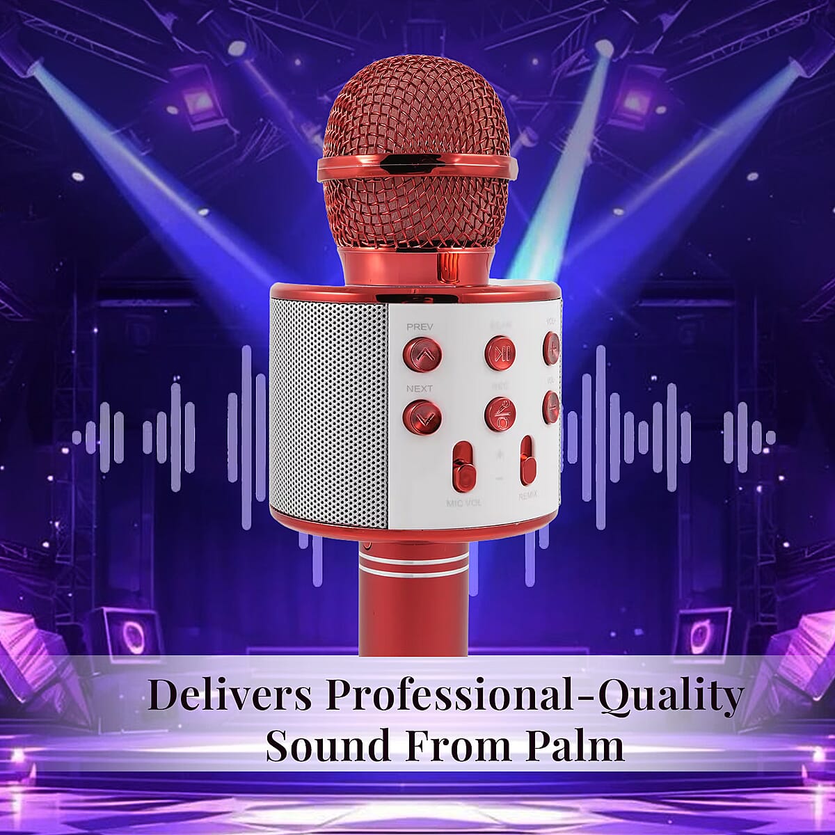 CLOSEOUT Total Vision Handheld Karaoke Microphone with Bluetooth Speaker -Red image number 1