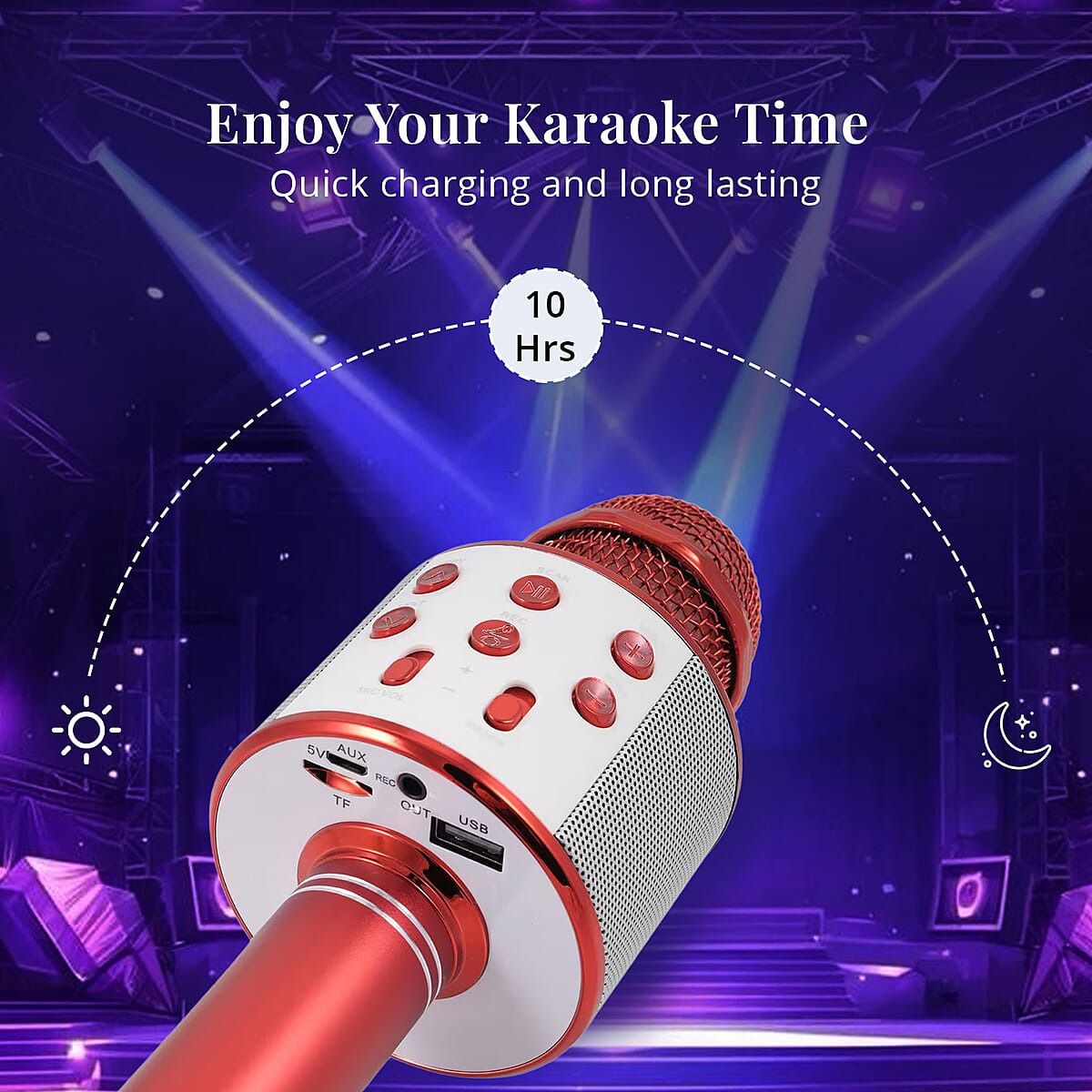 CLOSEOUT Total Vision Handheld Karaoke Microphone with Bluetooth Speaker -Red image number 4