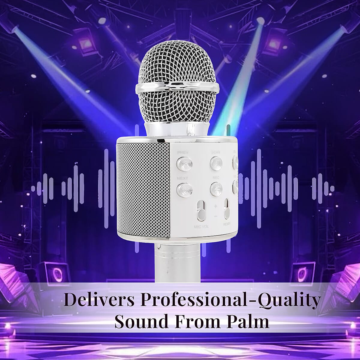 CLOSEOUT Total Vision Handheld Karaoke Microphone with Bluetooth Speaker -Grey image number 1