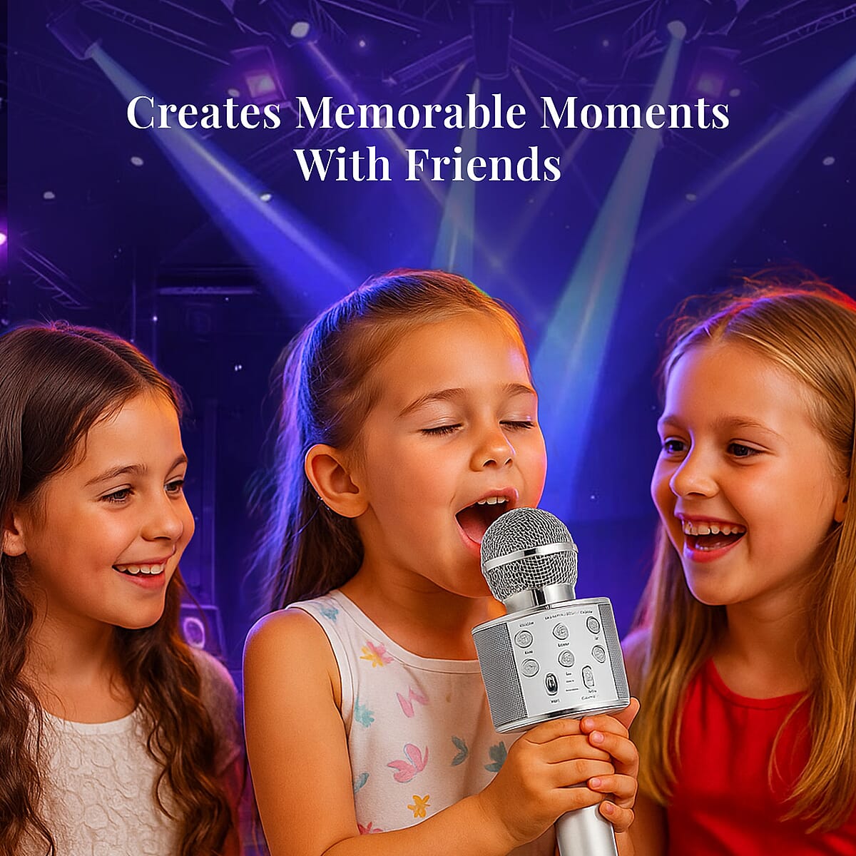 CLOSEOUT Total Vision Handheld Karaoke Microphone with Bluetooth Speaker -Grey image number 3