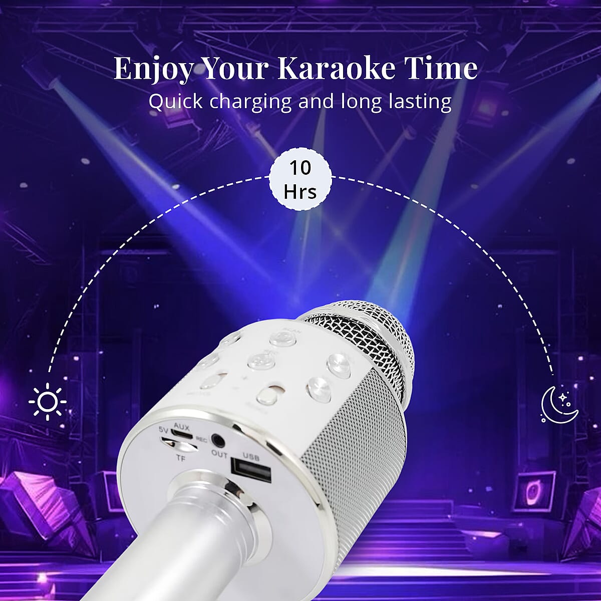 CLOSEOUT Total Vision Handheld Karaoke Microphone with Bluetooth Speaker -Grey image number 4