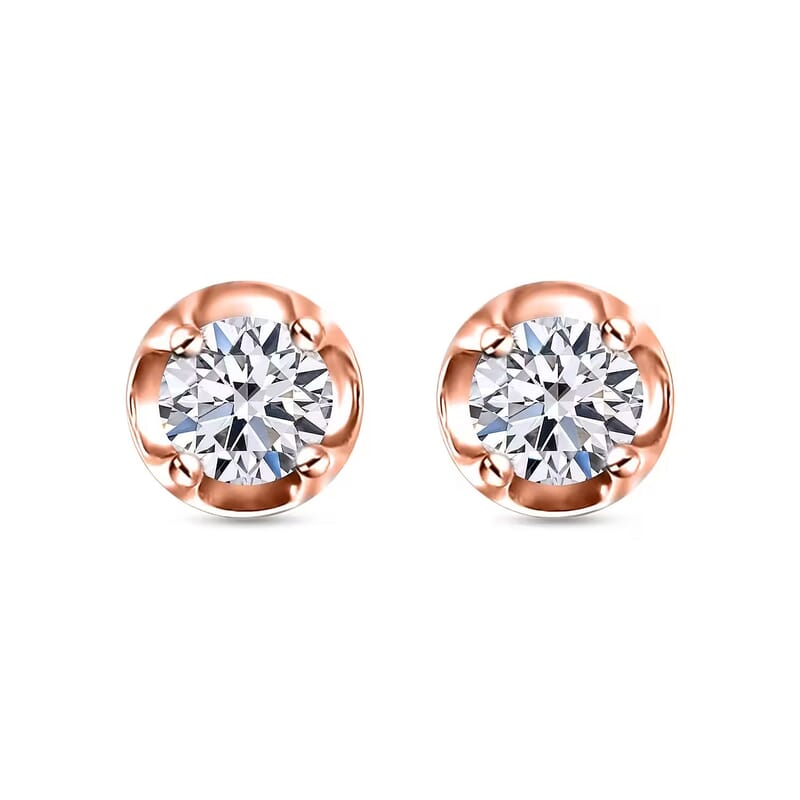 D'Joy Lab Grown Diamond I2 0.20 ctw Earrings in 18K Vermeil Rose Gold Over Sterling Silver